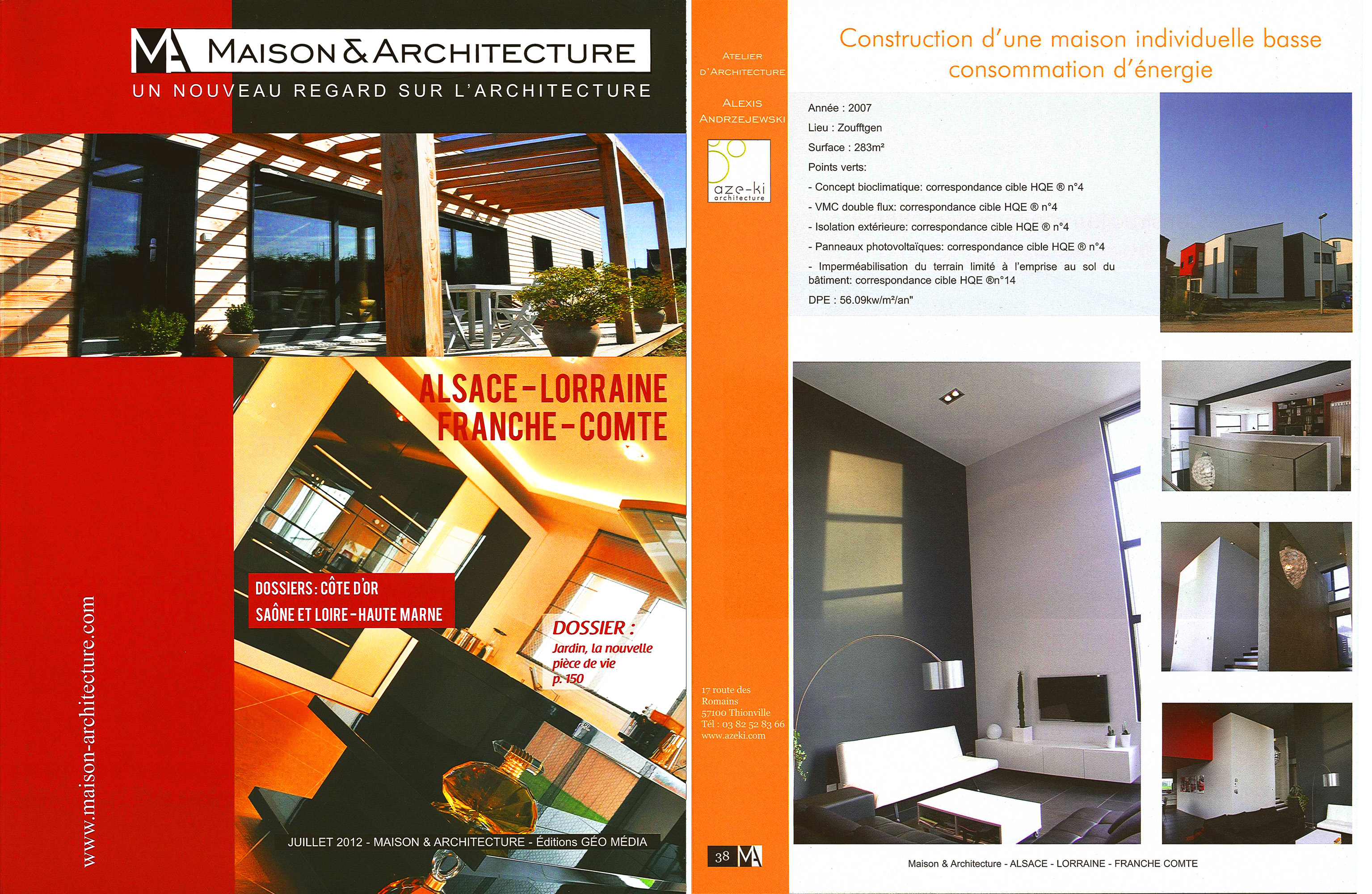 Sélection de projets d'arrchitecte Lorrains dans Maison et Architecture 2012.